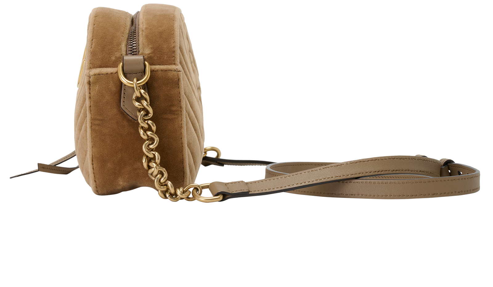 Small GG Marmont Crossbody, &pound;420, Handbags, Taupe, Velvet, Bottom view